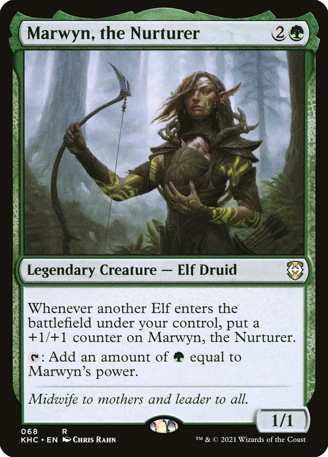 2021 Kaldheim Commander Marwyn, the Nurturer rare #68 unlisted card image