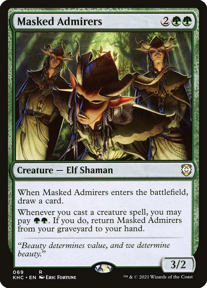 2021 Kaldheim Commander Masked Admirers rare #69 unlisted card image