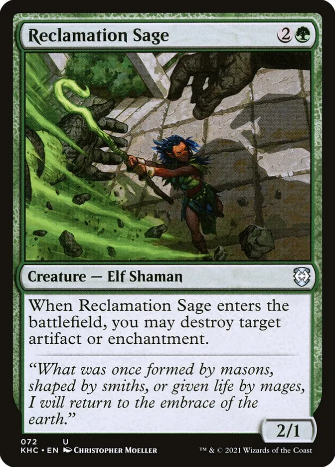 2021 Kaldheim Commander Reclamation Sage uncommon #72 unlisted card image