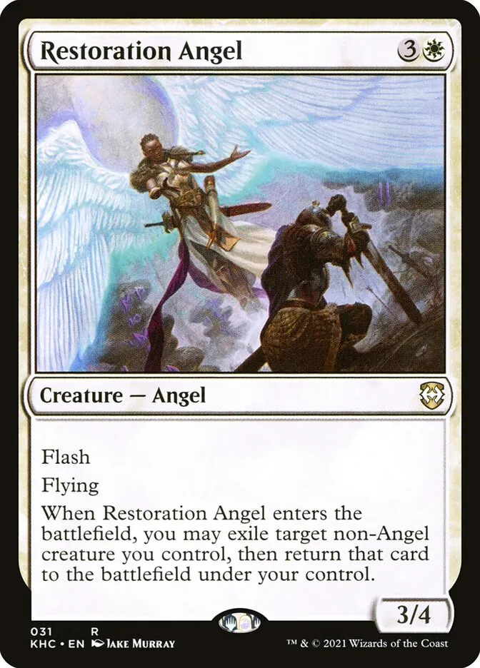 2021 Kaldheim Commander Restoration Angel rare #31 unlisted card image