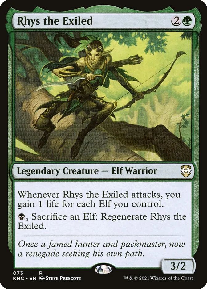 2021 Kaldheim Commander Rhys the Exiled rare #73 unlisted card image