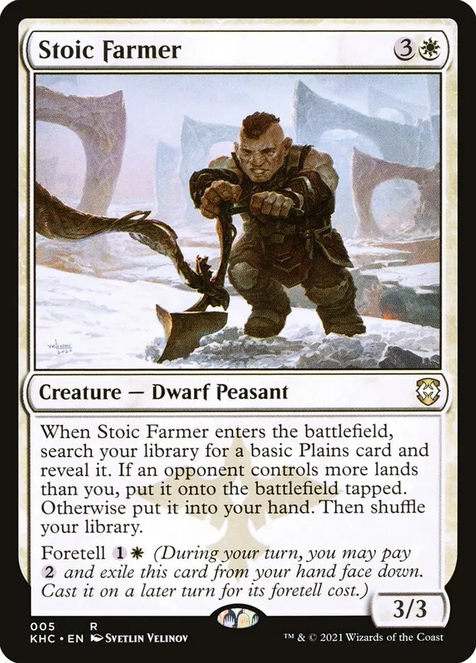 2021 Kaldheim Commander Stoic Farmer rare #5 unlisted card image