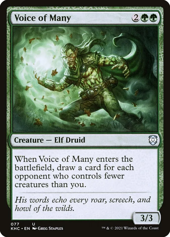 2021 Kaldheim Commander Voice of Many uncommon #77 unlisted card image