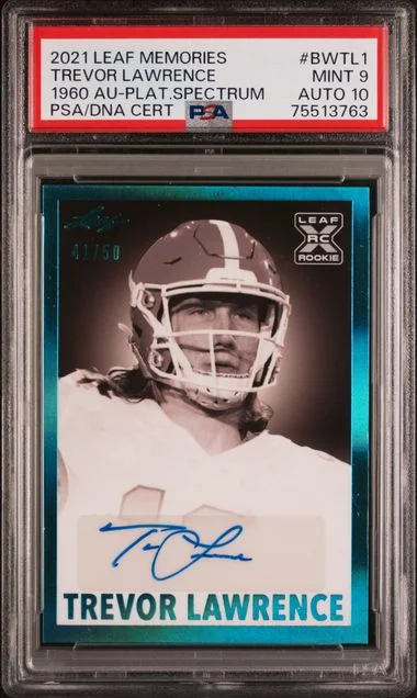 2021 Leaf Autographs Platinum Spectrum Bwtl1 Trevor Lawrence Memories #1960 card image