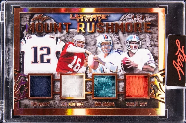 2021 Leaf Brady/Marino/Montana/Elway Ultimate Sport Mount Rushmore #MR-04 card image