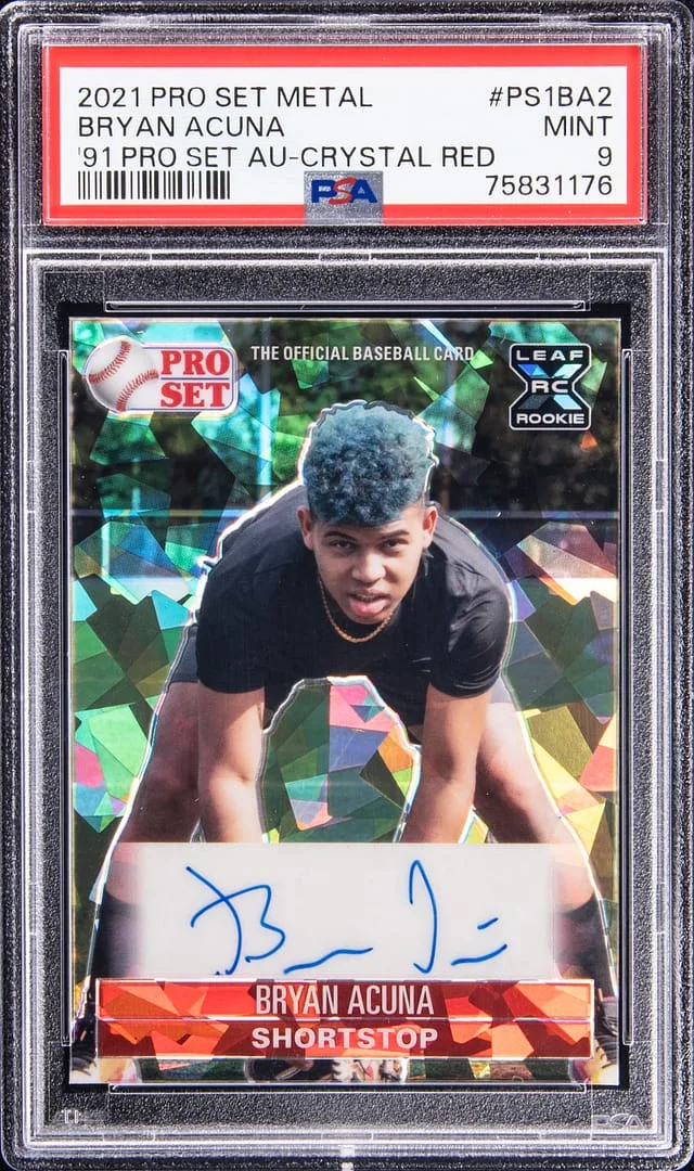 2021 Leaf Bryan Acuna Pro Set Metal '91 Autographs Crystal Red #PS1BA2 card image