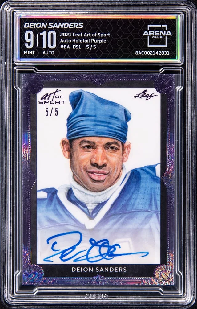 2021 Leaf Deion Sanders Art of Sport Autograph Holofoil Purple #BA-DS1 card image