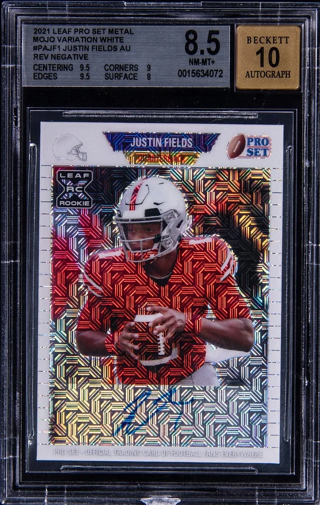 2021 Leaf Justin Fields Pro Set Metal Mojo Variation White #PA-JF1 card image