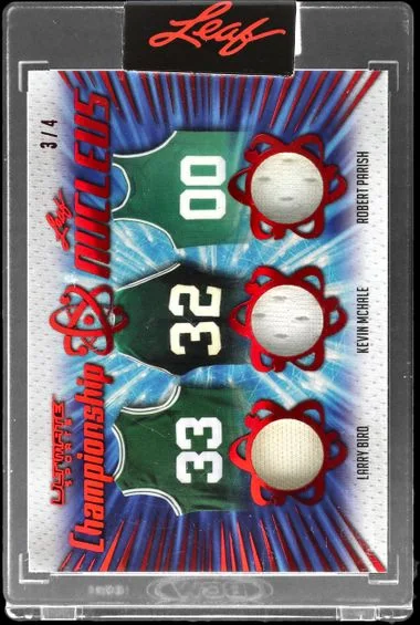 2021 Leaf Larry Bird/ Kevin Mchale/ Robert Parish Triple Ultimate Sports Championship Nucleus #CN-12 card image