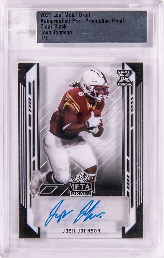2021 Leaf Metal Draft Pre-Production Proof Clear Black Josh Johnson #no-number card image