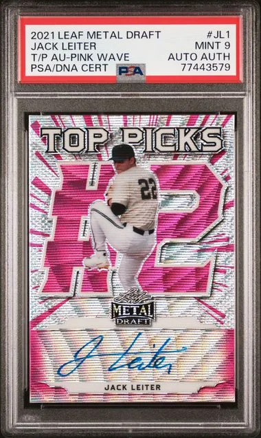 2021 Leaf Metal Jack Leiter Draft Top Picks Autographs Pink Wave #JL1 card image