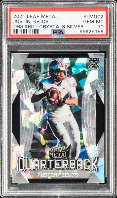 2021 Leaf Metal Justin Fields Quarterbacks XRC Silver Crystals #LMQ02 card image