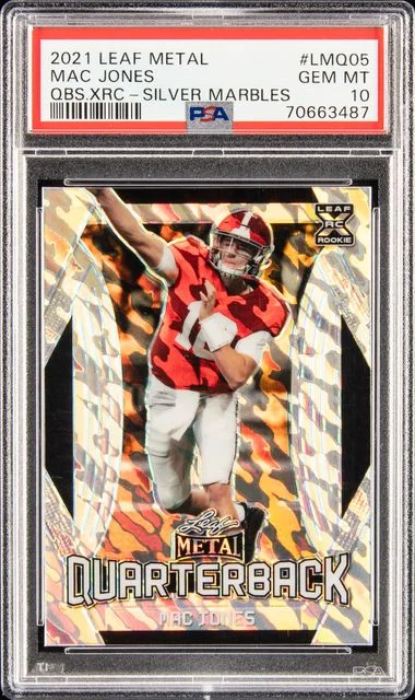 2021 Leaf Metal Mac Jones Quarterbacks XRC Silver Marbles #LMQ05 card image