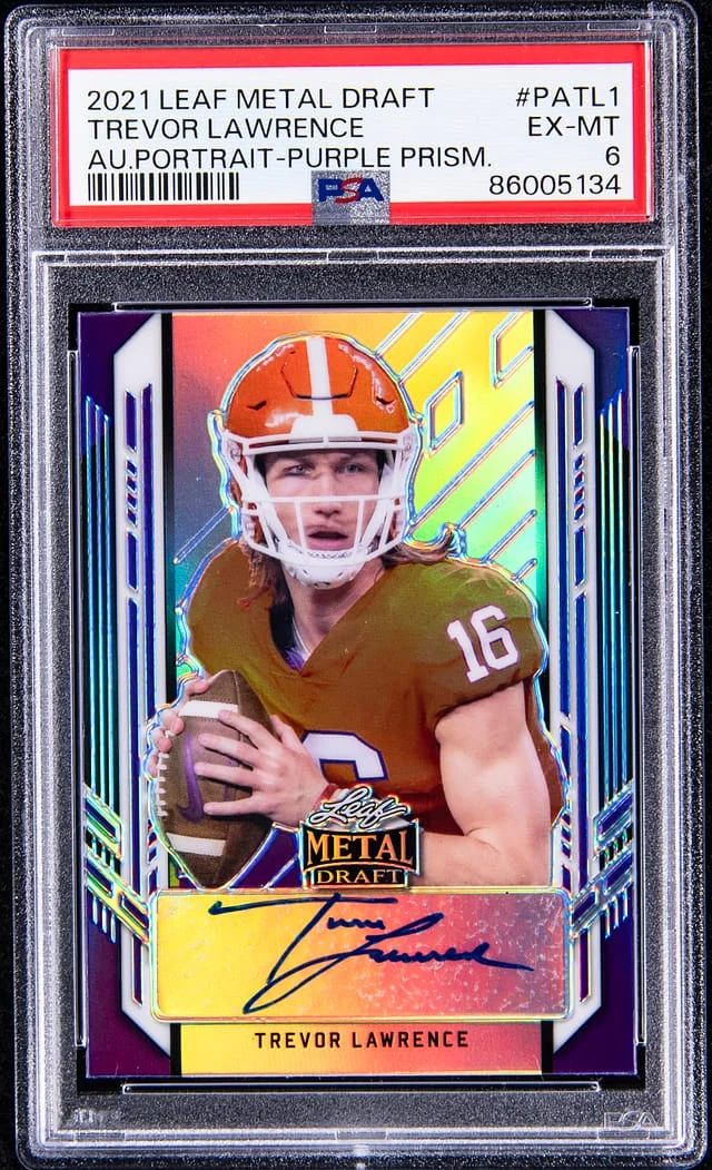 2021 Leaf Metal Trevor Lawrence Draft Autograph Portrait Purple Prism #PA-TL1 card image
