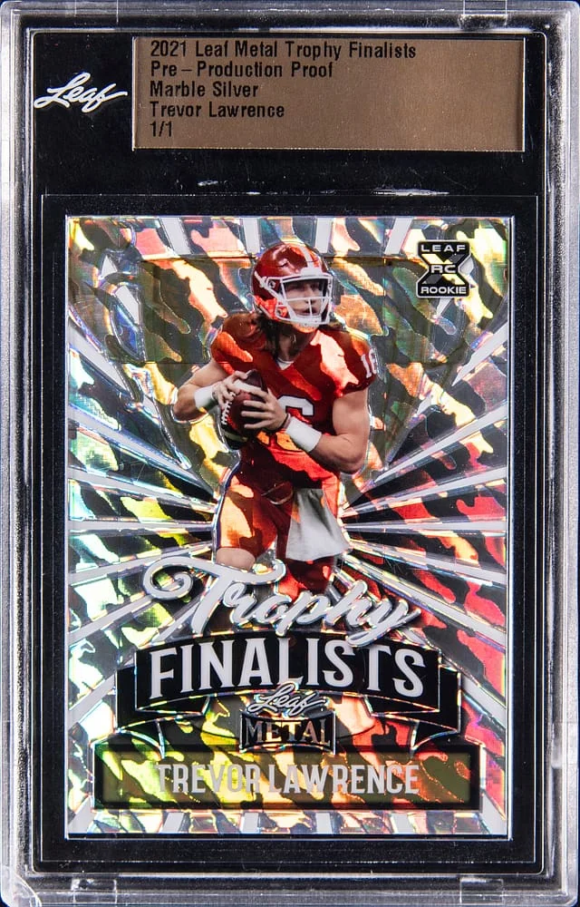 2021 Leaf Metal Trophy Finalists Pre-Production Proof Marble Silver Trevor Lawrence - Leaf Encapsulated #no-number card image