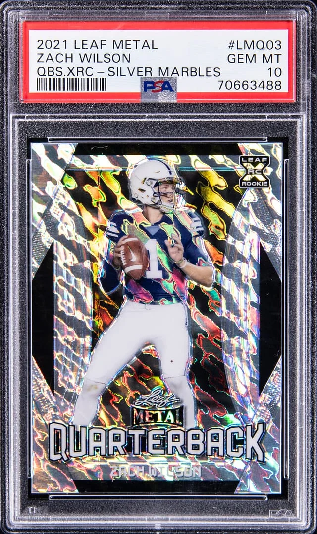 2021 Leaf Metal Zach Wilson Quarterbacks Xrc Silver Marbles #LMQ03 card image