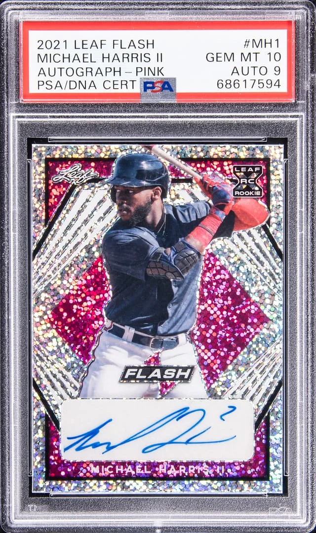 2021 Leaf Michael Harris II Flash Autograph Pink #BA-MH1 card image