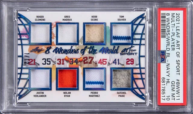 2021 Leaf Multi-Player Multi Art Of Sport 8 Wonders of The World Relics Navy Holofoil #8WW-11 card image