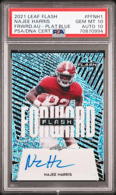 2021 Leaf Najee Harris Flash Forward Autographs Platinum Blue #FFNH1 card image