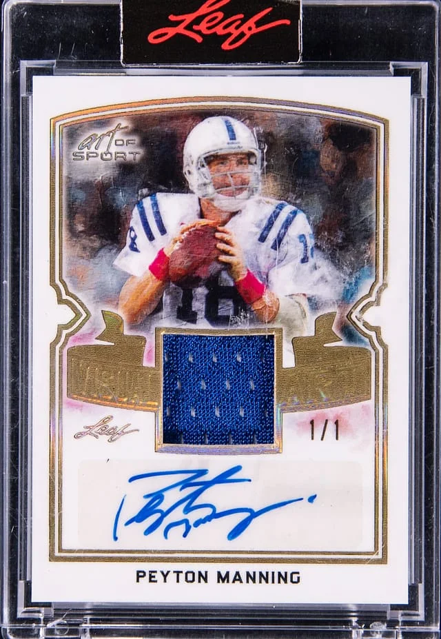 2021 Leaf Peyton Manning Art Of Sport Visual Art Gold Holofoil #VA-PM1 card image