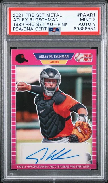 2021 Leaf Pro Set Autographs Pink Paar1 Adley Rutschman Pro Set Metal #1989 card image