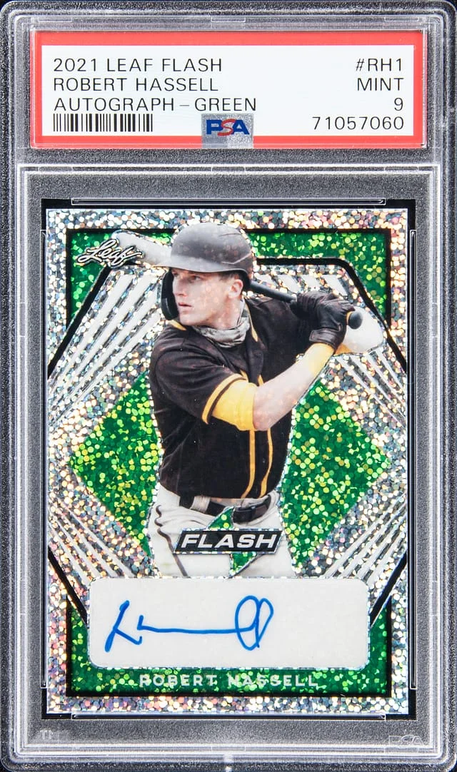 2021 Leaf Robert Hassell Flash Autograph Green #RH1 card image