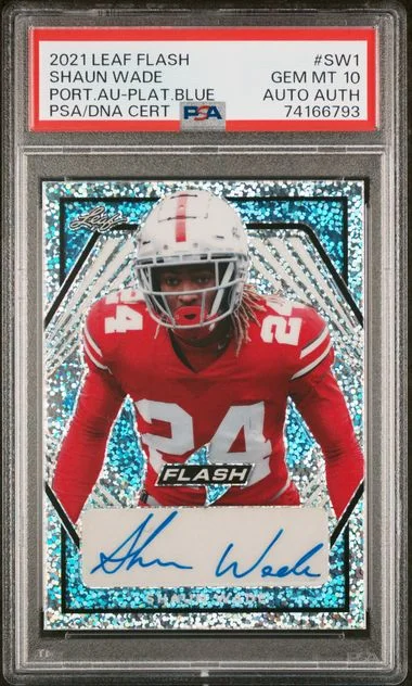 2021 Leaf Shaun Wade Flash Portrait Autographs Platinum Blue #PA-SW1 card image