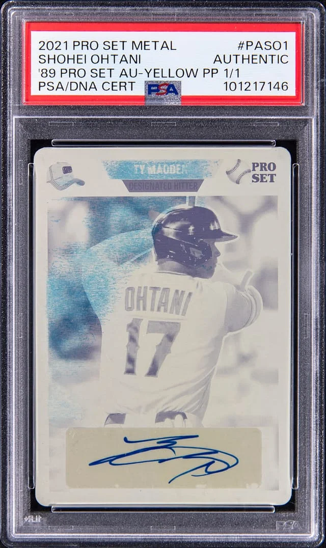 2021 Leaf Shohei Ohtani Pro Set Metal '89 Design Autographs Green #PA-SO1 card image