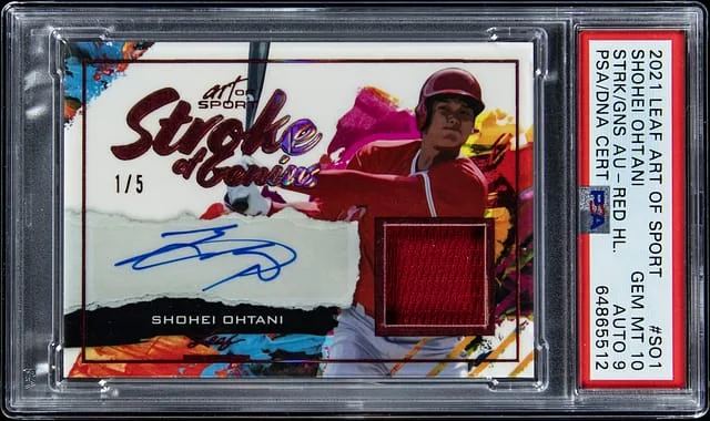 2021 Leaf Shohei Ohtani Art of Sport Stroke of Genius Red Holo #SG-SO1 card image