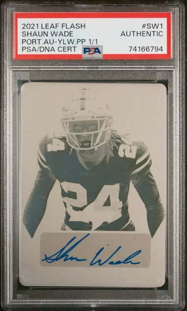 2021 Leaf Sw1 Shaun Wade Flash Portrait Autographs Yellow Printing Plate #1/1 card image