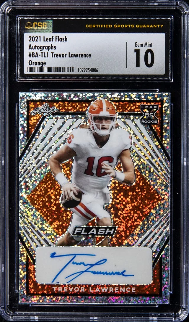 2021 Leaf Trevor Lawerence Flash Autographs - Orange #BA-TL1 card image