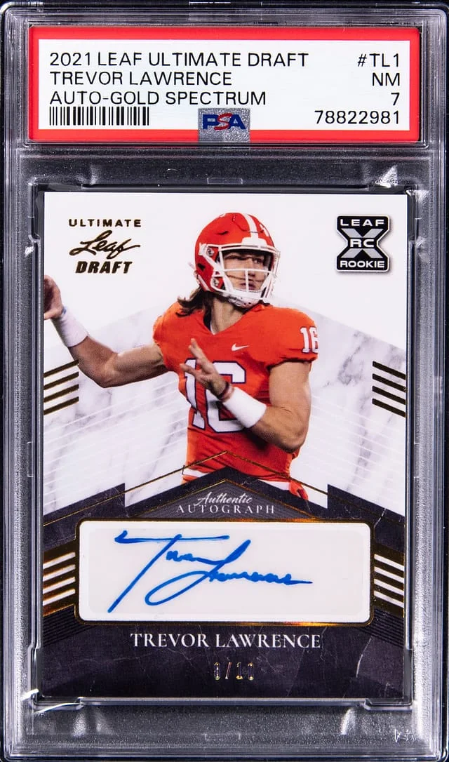 2021 Leaf Trevor Lawrence Ultimate Draft Autograph Gold Spectrum #BA-TL1 card image