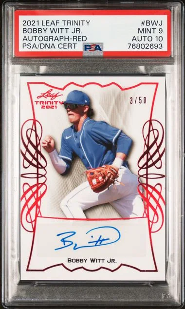 2021 Leaf Trinity Bobby Witt Jr. Autographs Red #BWJ card image