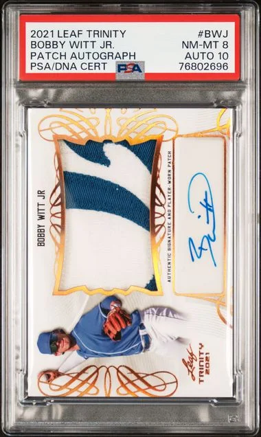 2021 Leaf Trinity Bobby Witt Jr. Patch Autograph #PA-BWJ card image