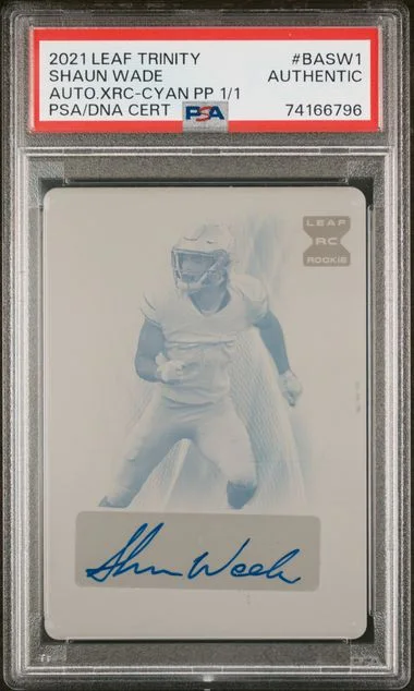 2021 Leaf Trinity Shaun Wade Autograph XRC Cyan Printing Plate #BA-SW1 card image