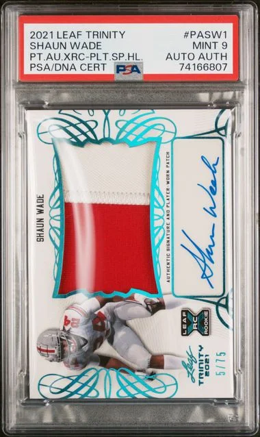 2021 Leaf Trinity Shaun Wade Patch Autographs XRC Platinum Spectrum Holofoil #Pasw1 card image