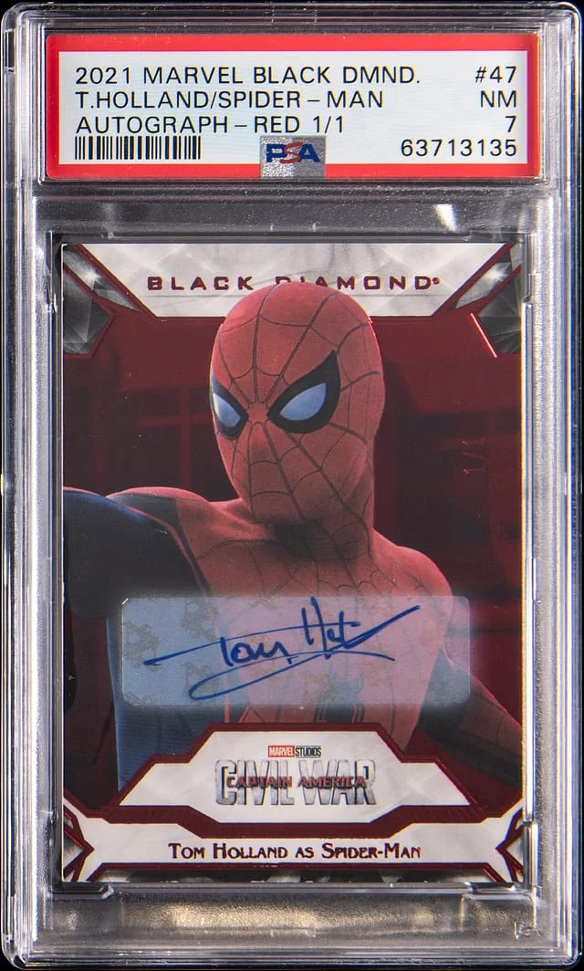 2021 Marvel Black Diamond Autograph Red Tom Holland/Spider-Man, #47 card image