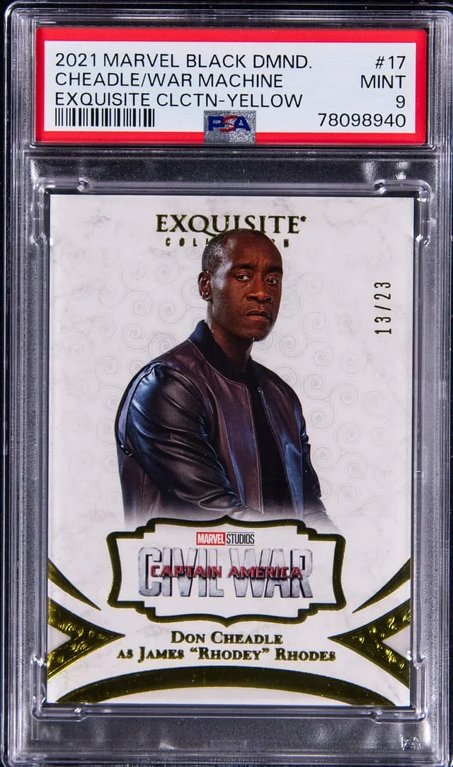 2021 Marvel Black Diamond Exquisite Collection - Yellow Don Cheadle as James Rhodey Rhodes #17 card image