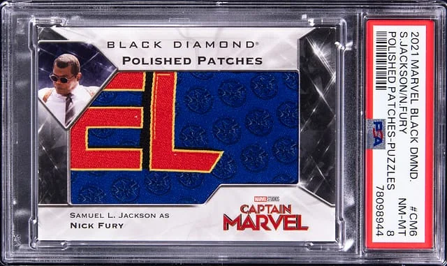 2021 Marvel Black Diamond Polished Patches-Puzzles Samuel L Jackson, Nick Fury #CM6 card image