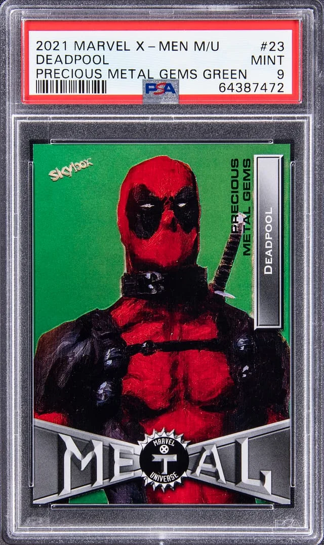 2021 Marvel X-Men Metal Universe Precious Metal Gems (PMG) Green Deadpool #23 card image