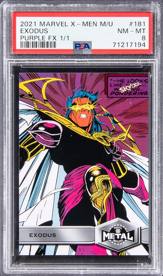 2021 Marvel X-Men Metal Universe Purple FX Exodus #181 card image