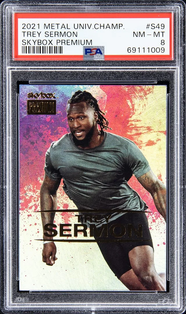 2021 Metal Universe Trey Sermon Champions Skyboy Premium #S-49 card image