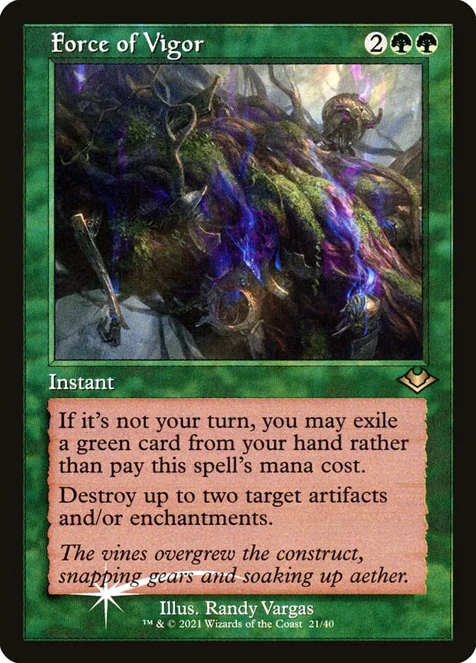 2021 Modern Horizons 1 Timeshifts Force of Vigor rare #21 unlisted card image
