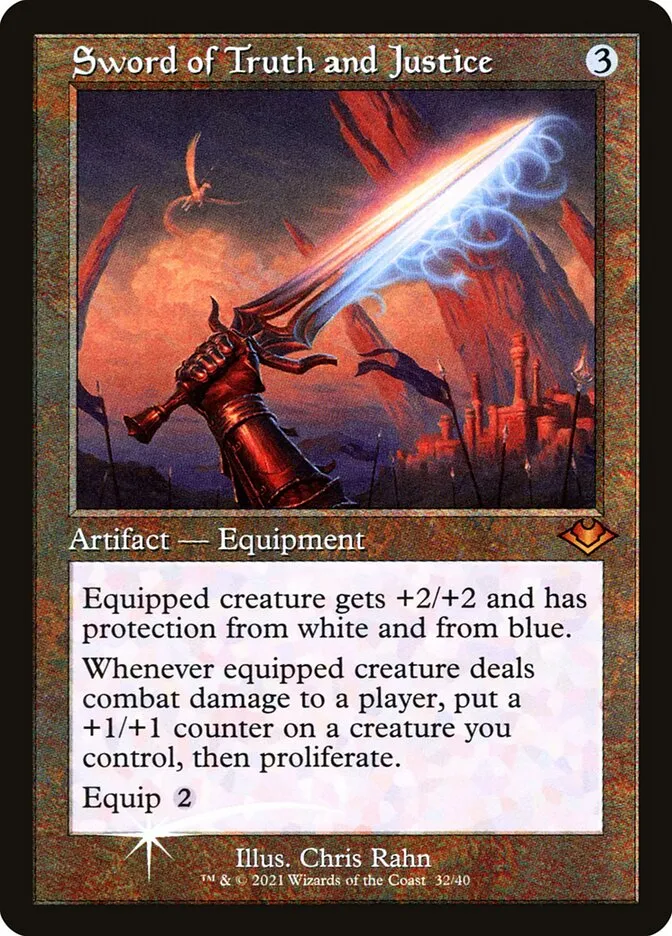 2021 Modern Horizons 1 Timeshifts Sword of Truth and Justice mythic #32 unlisted card image
