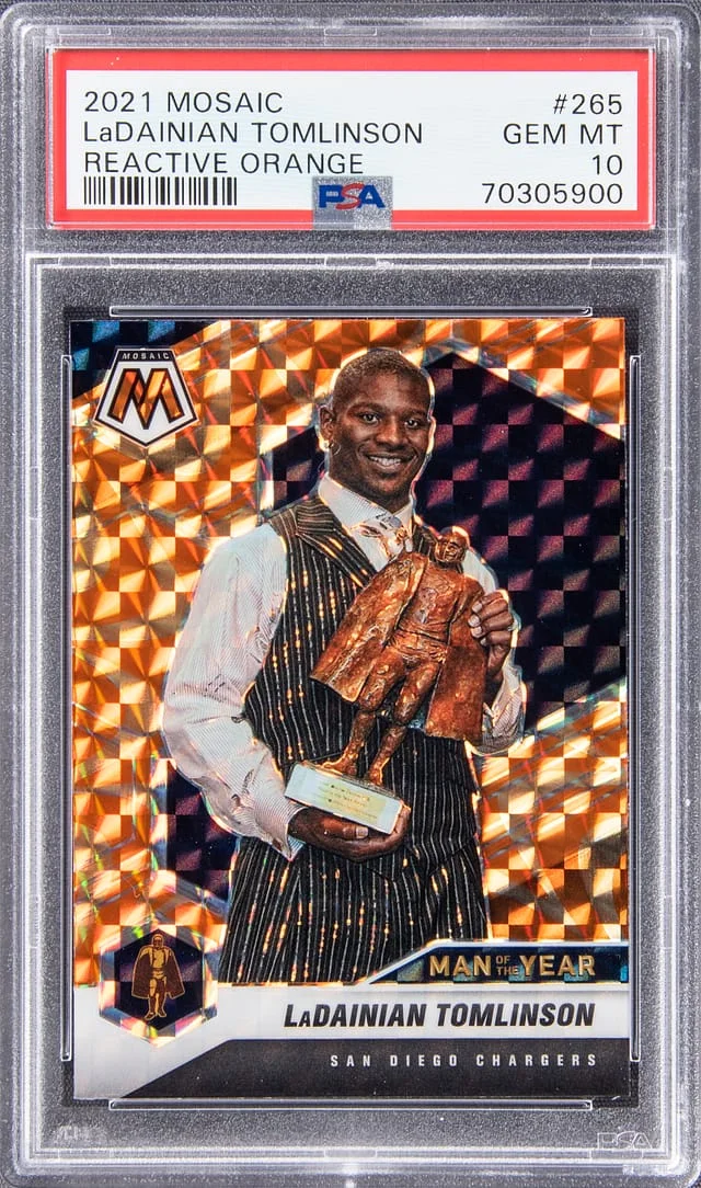 2021 Mosaic LaDainian Tomlinson Reactive Orange #265 card image