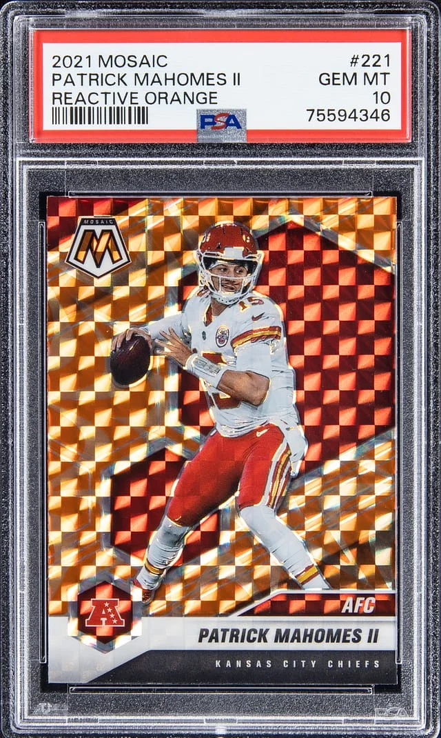 2021 Mosaic Patrick Mahomes II Reactive Orange #221 card image