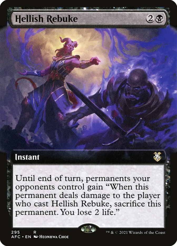 2021 Forgotten Realms Commander Hellish Rebuke rare #295 rare card image