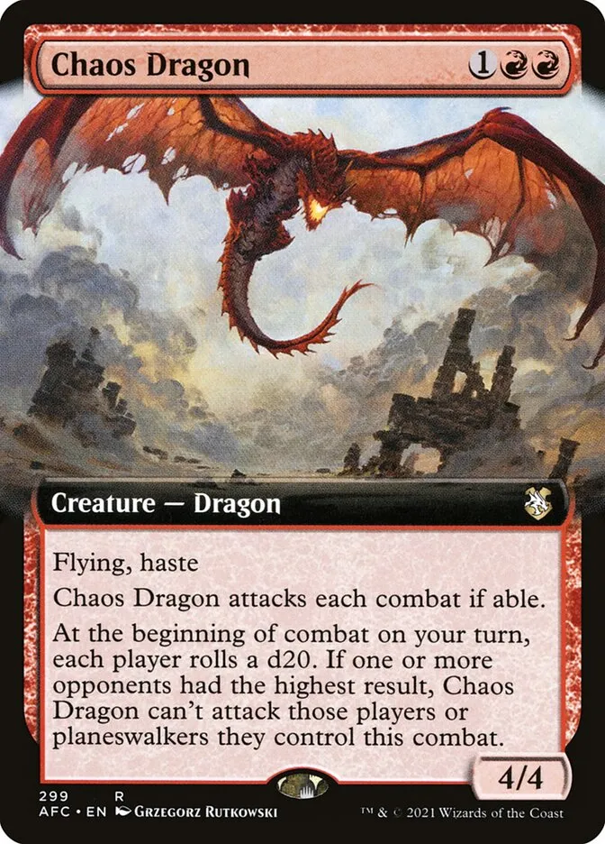 2021 Forgotten Realms Commander Chaos Dragon #299 rare card image