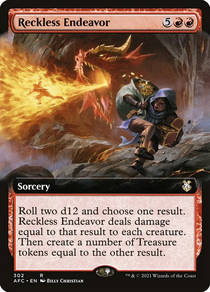 2021 Forgotten Realms Commander Reckless Endeavor #302 rare card image