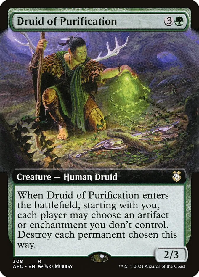 2021 Forgotten Realms Commander Druid of Purification #308 rare card image